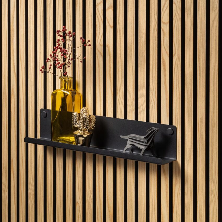 Akudeco - Metalen wandplank voor akoestische wandpanelen - 52cm - Zwart