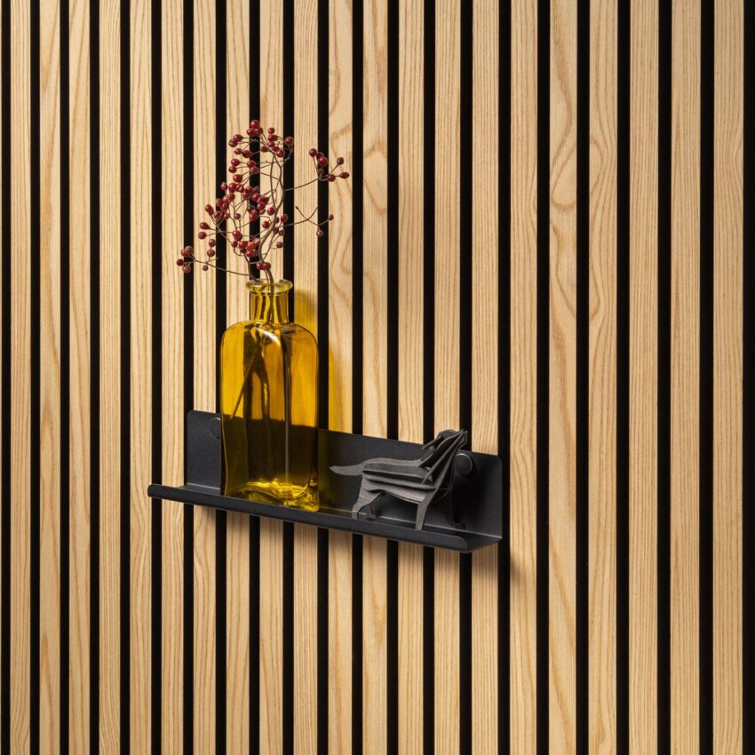 Akudeco - Metalen wandplank voor akoestische wandpanelen - 36cm - Zwart