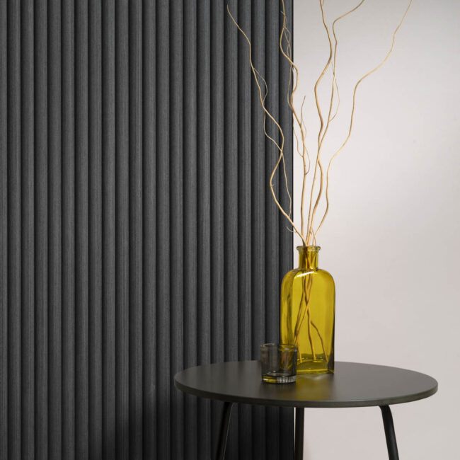 Akudeco® Tambour wandpanelen - Houtskool - 270 x 30 cm