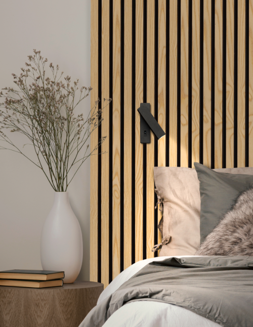 Akudeco – Wandlamp met netstroomaansluiting – Modern plat ontwerp – 3000K – Zwart