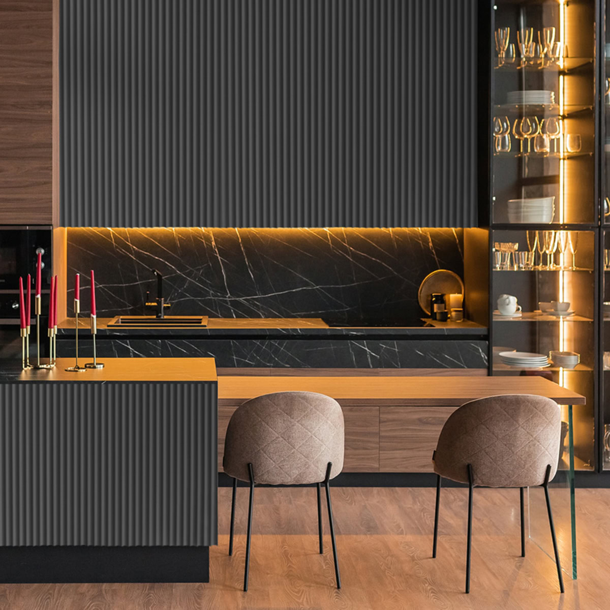 Lamelio 3D kunststof wandpaneel - Infinity - Afwerkstrip links - Afbeelding 5