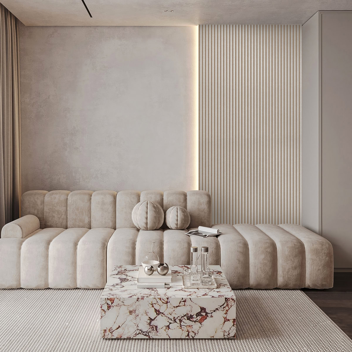 Lamelio 3D kunststof wandpaneel - Badkamer wandpanelen - Gresso - Ivory Cream - Afbeelding 3