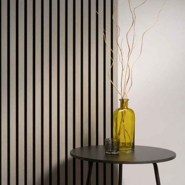 Akudeco® Grijze akoestische wandpanelen - Silver grey wash - 270 x 60cm