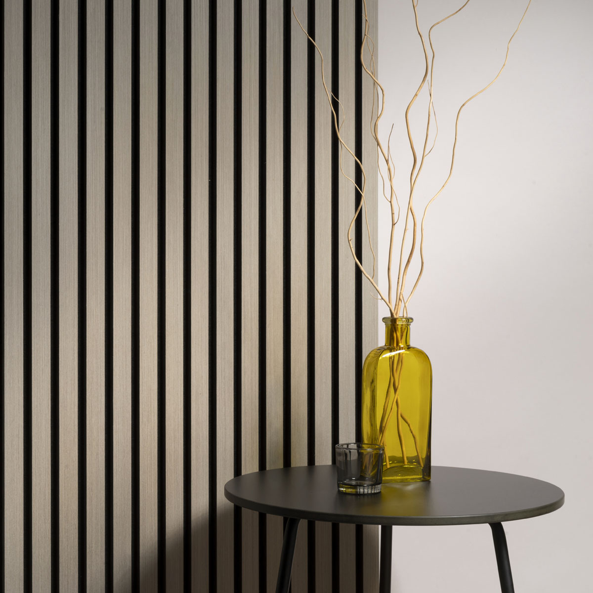 Akudeco® Grijze akoestische wandpanelen - Silver grey wash - 270 x 60cm