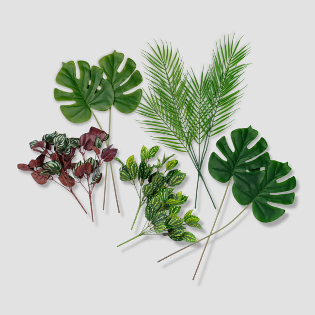 Kunsthaag Opvultakken – Tropische Bladmix voor Plantenwanden - 10 stuks
