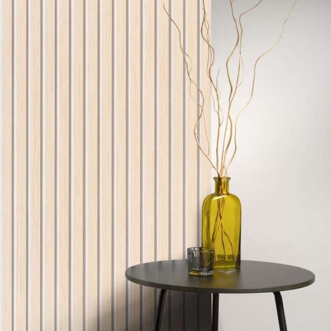 Akudeco® Akoestische wandpanelen - White Wash - 3-zijdig - Wit vilt - 270 x 60cm