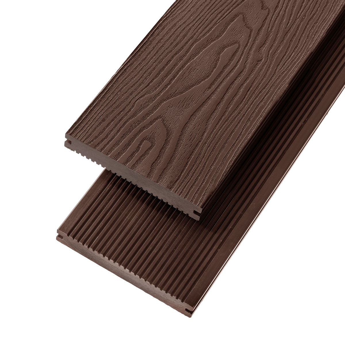 Akudeco® Bruine composiet vlonderplanken - Dubbelzijdig (Houtlook & Groef) - Teak - 290 cm