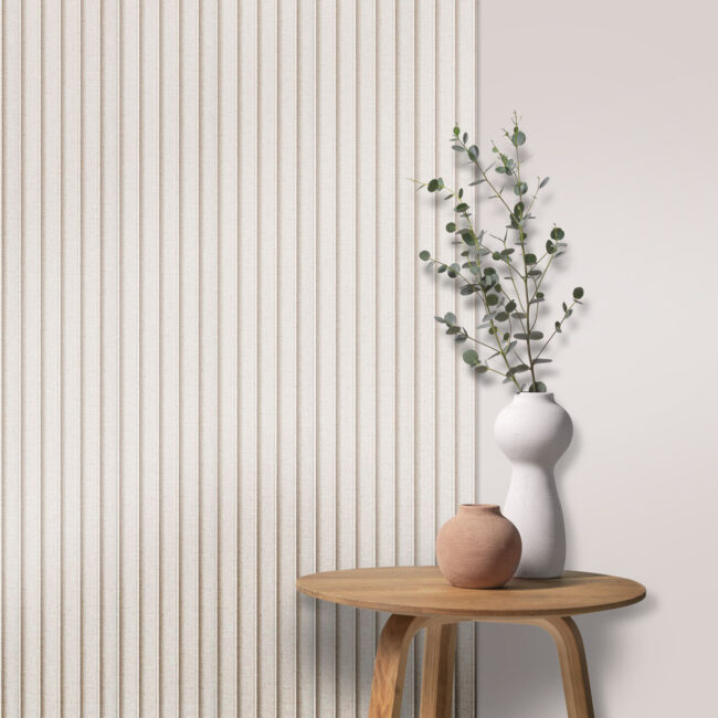 Kunststof WPC wandpaneel - Canvas Beige Rounded - 270 x 15 cm