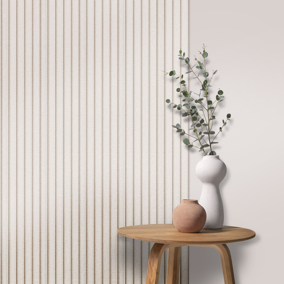 Kunststof WPC wandpaneel - Canvas Beige Rounded - 270 x 15 cm