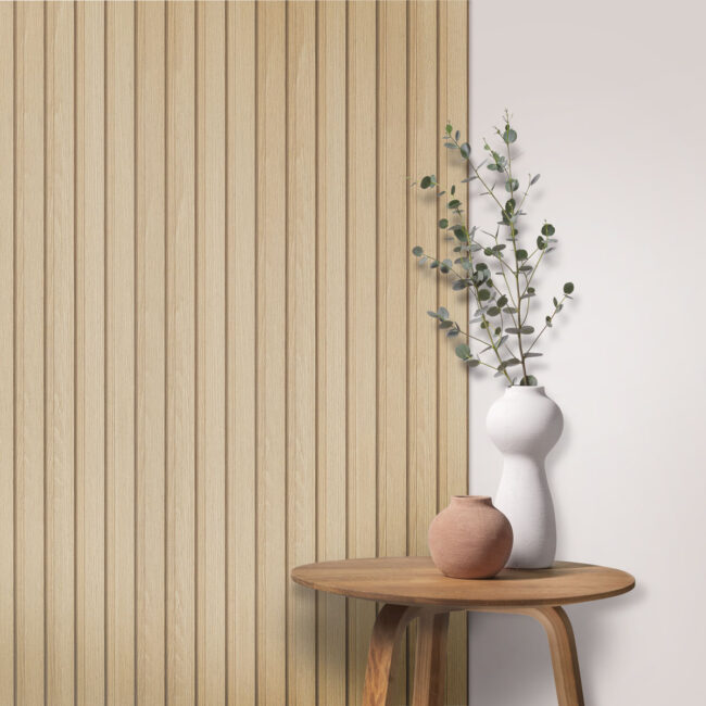 Kunststof WPC wandpaneel - Natural Oak Fluted - 270 x 15 cm