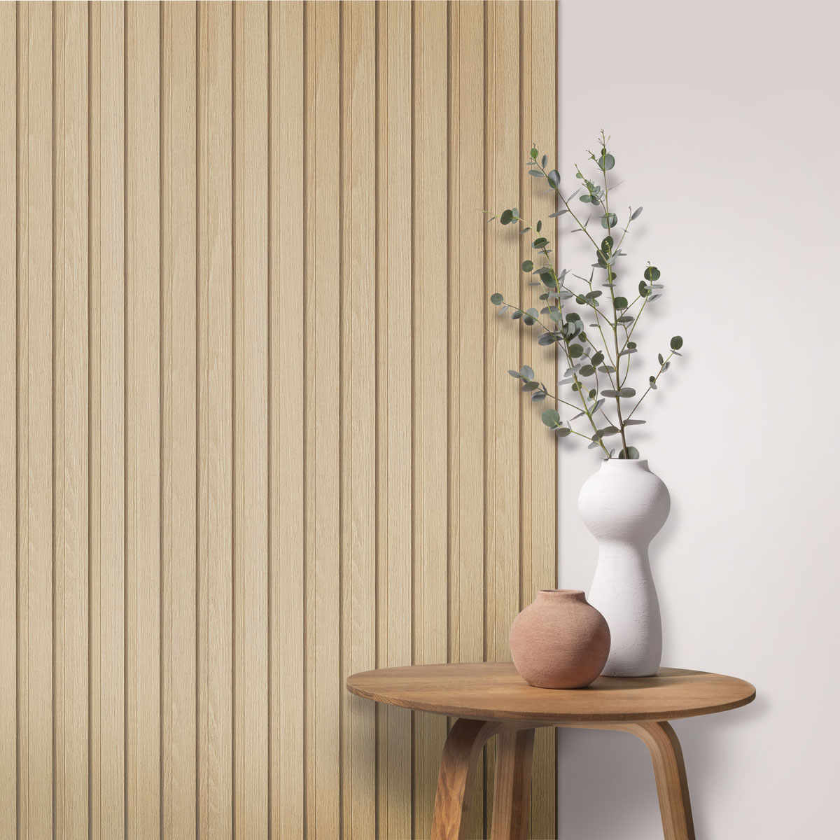 Kunststof WPC wandpaneel - Natural Oak Fluted - 270 x 15 cm