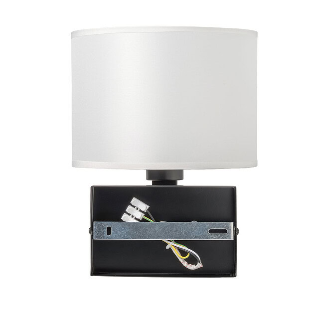 Alternative view of Akudeco® Wandlamp met ronde stoffen Kap – E27 Fitting – Zwart – Modern design voor slaapkamer en woonkamer