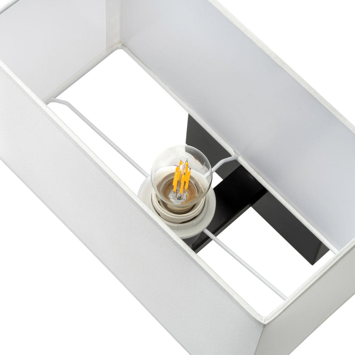 Akudeco® Wandlamp met rechthoekige stoffen Kap – E27 Fitting – Zwart – Modern design voor slaapkamer en woonkamer - Afbeelding 6
